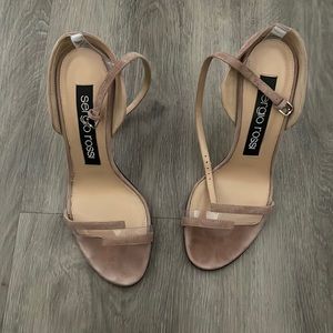 Sergio Rossi nude/ blush pink Karen Royal +PVC ITALY 37 Scrape Donna Sandal
